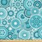 Ambesonne Aqua Fabric by the Yard, Hippie Floral Leaves Mandala Rounds Traditional Elements Print, Decorative Fabric for Upholstery and Home Accents, 5 Yards, Turquoise Teal White